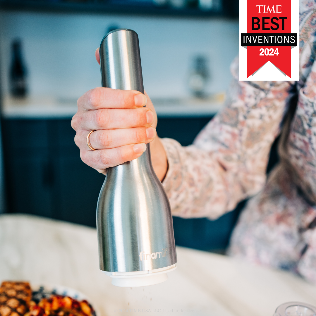 FinaMill Stainless Steel– Pepper Mill & Spice Grinder in One.  1 Mill 2 PRO Plus Pods Included